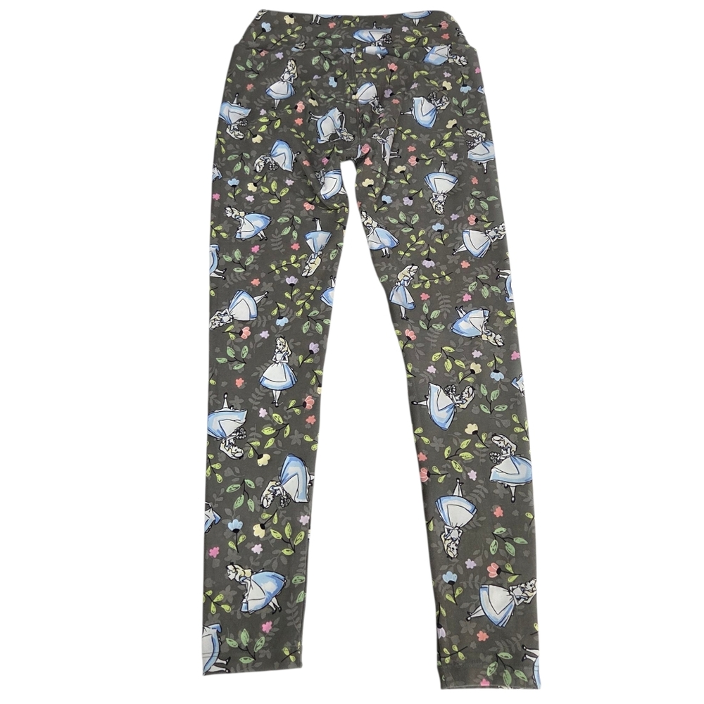 Lularoe Alice In Wonderland Disney Leggings Womens One Size Gray Blue - Picture 4 of 10